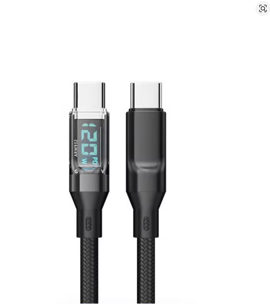 Кабель Type-C→Type-C 1м 120W LCD